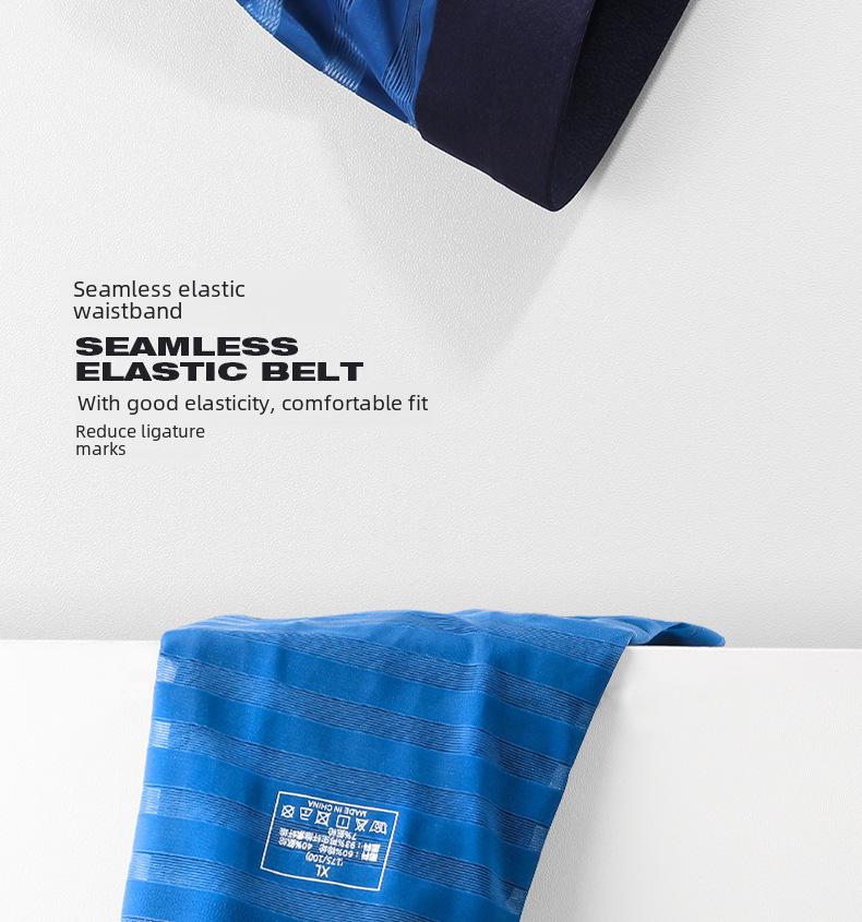Men's Ice Silk Breathable Boxer Briefs: Antibacterial, Lightweight, Striped Summer Underwear.