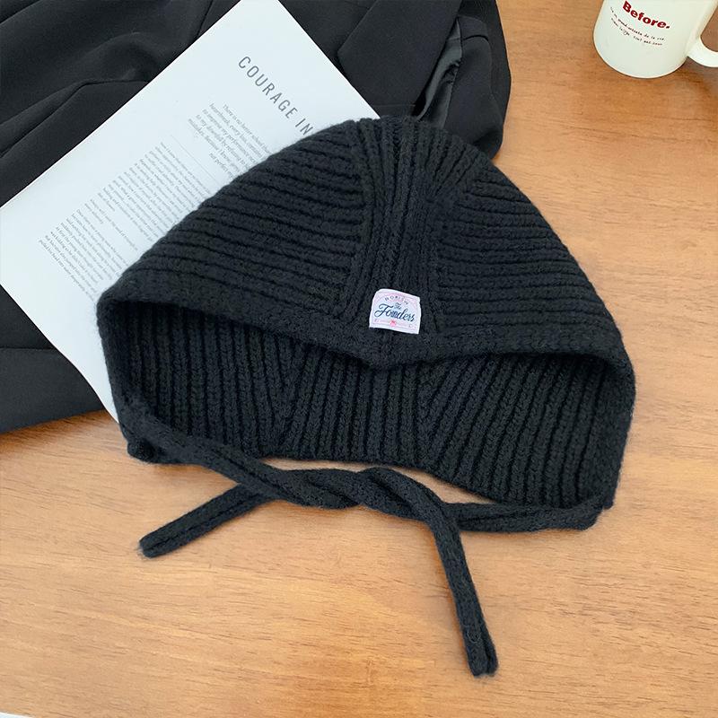 Korean Knitted Balaclava for Women In Autumn and Winter with Large Head Circumference Small Face Warm Ear Protection  Woolen Hat  Pullover Hat