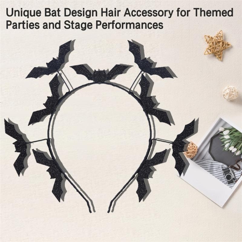 Halloween Black Bat Headband Fashionable Bat Hair Hoop for Adult Children Hairpieces Cosplay Costume Accessory