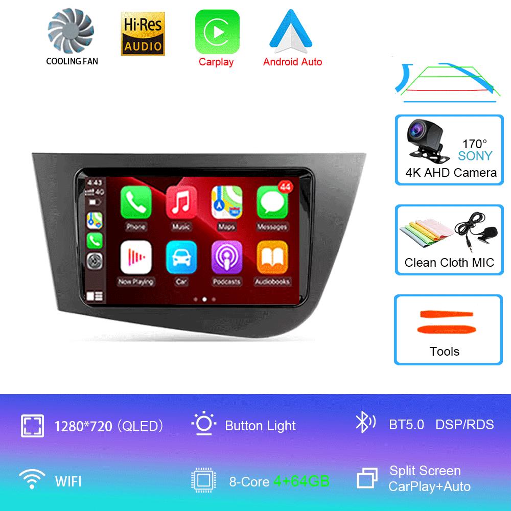 Car Radio Android 14 Navigation Multimedia Player For Seat Leon 2 MK2 LHD 2005 - 2012 Carplay Auto Stereo wifi+4G Video Ai Voice