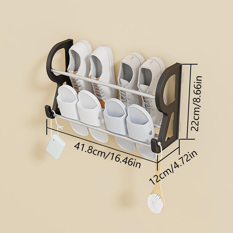 

1Pcs Wall Mounted Shoe Rack Simple Bathroom Slipper Rack Multi-Functional Nail Free Kitchen Rack Hole Free Door Back Rack S чорний