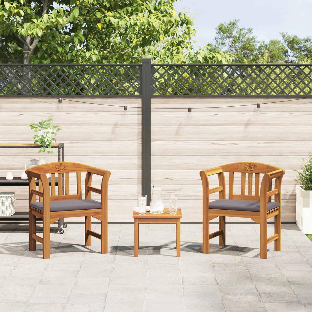 Garden Rose Lounge Set with Cushions 3 Pcs Solid Acacia Wood