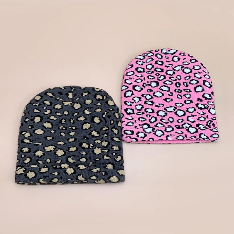Retro Leopard Speckles Wool Knitted Hats Autumn And Winter Personal Warm Ins Versatile Hip Hop Fashion Y2K Niche Street Beanies