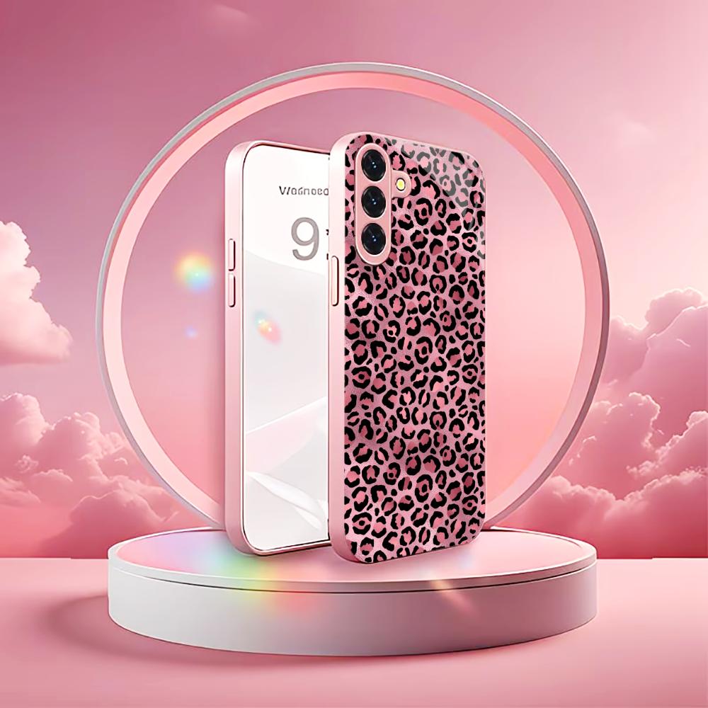 Lady leopard print Madam pink Glass PhoneCase for Samsung Galaxy S26 S25 S24 S23 S22 S21 FE Ultra Plus Dropresistant Female
