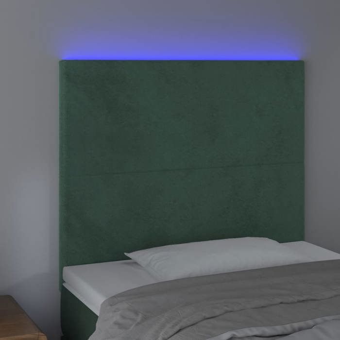 VidaXL Tête de Lit à LED Meuble de Chambre à Coucher Accessoire de Lit Simple Tête de Cadre de Lit Intérieur Vert Foncé 3122177