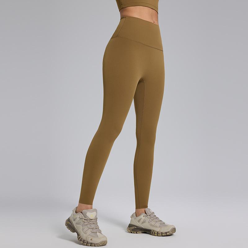 Lycra polished high waist belly nude yoga pants women s seamless cutting running tight fitness pants sports leggings 4/s [recommendation 42.5-50kg]