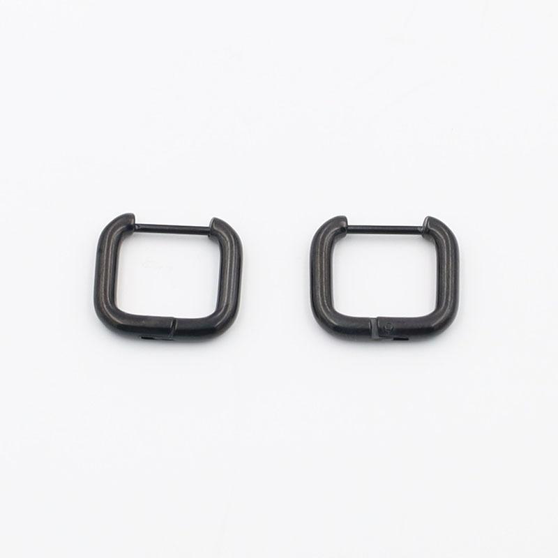 Personality Trend Geometric Earrings Titanium Steel Square Round Wire Ear Buckle Ear Jewelry Premium Niche