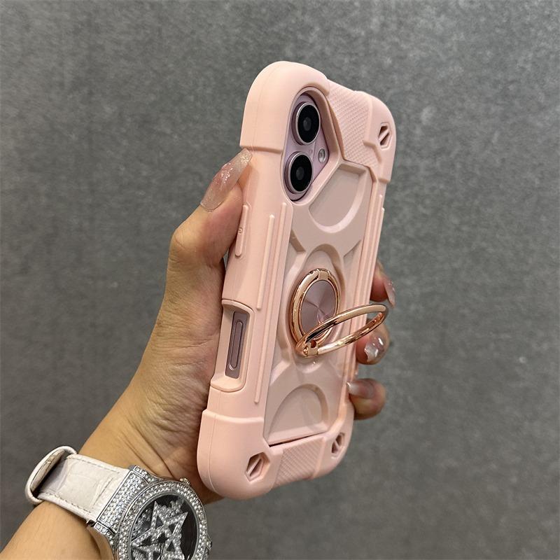 Suporte de Anel 3 em 1 Capa Resistente para iPhone 16 17 15 14 13 12 11 Pro Max Plus Air Anti-choque à Prova de Impacto Capa com Corrente de Cordão