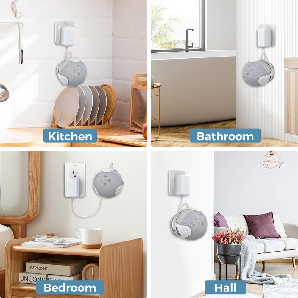 Plast Bluetooth-kompatibel Högtalare Stöd Väggmonterad Hängare Stativ med Kabelhanterings Tillbehör för Echo Dot 5/4