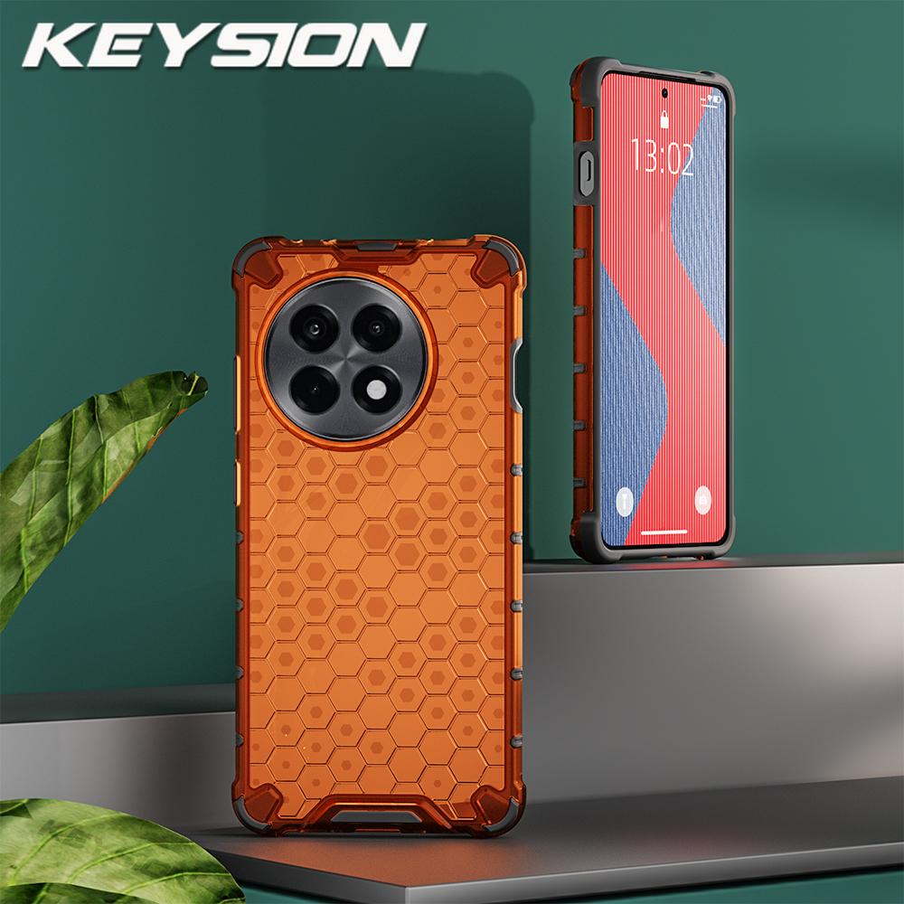 KEYSION Shockproof Armor Case for OnePlus 13R 5G 1+13r Soft Silicone+PC Transparent Honeycomb Phone Cover for OnePlus Ace 5 Pro