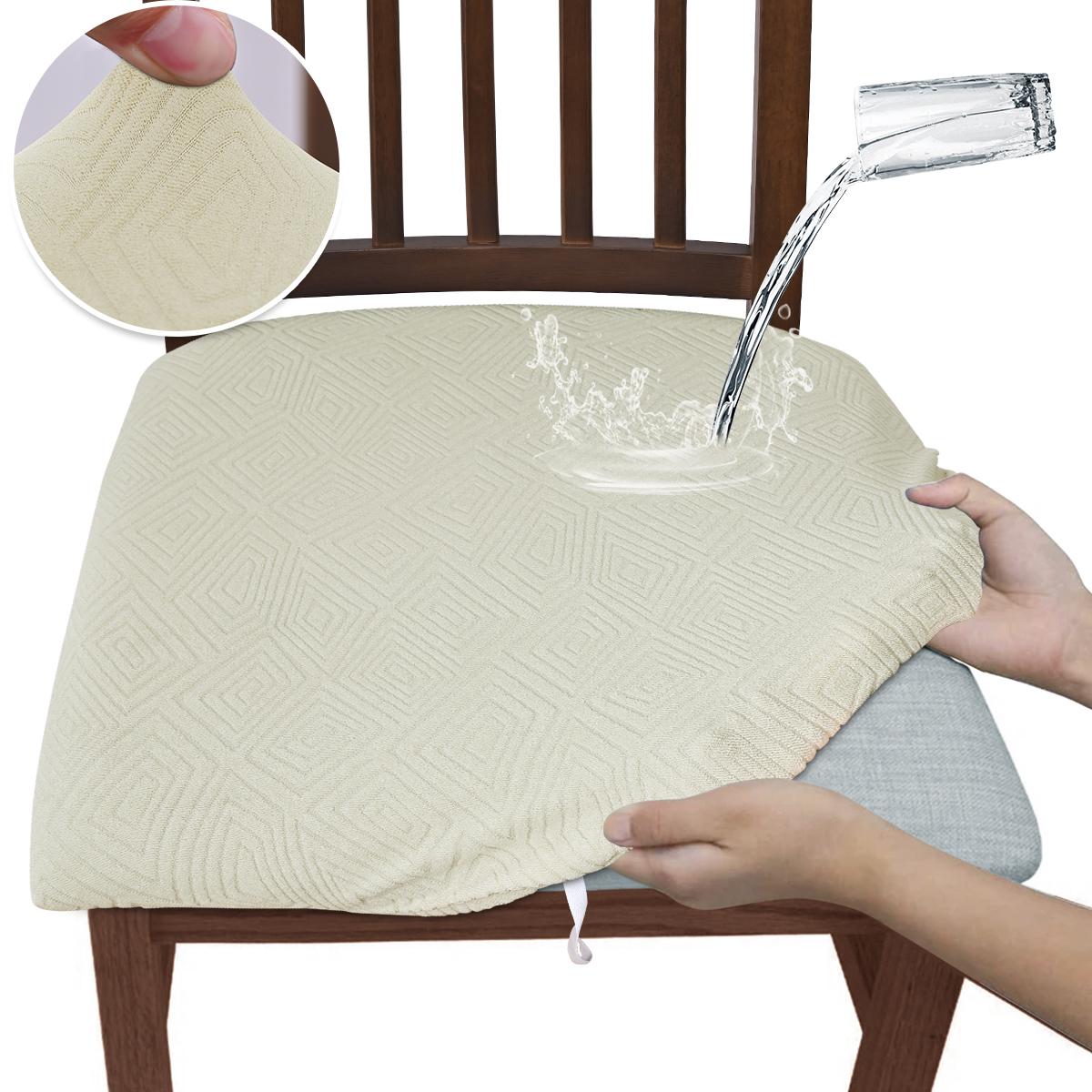 

1 шт. водонепроницаемый жаккардовый чехол для стула, устойчивый к грязи, однотонный чехол для сиденья, утолщенный, съемный, моющийся чехол для стула для столовой 1 Piece покинуть белый