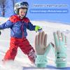 1 Pair Winter Ski Gloves with Fastener Tape Water-Resistant Windproof Fleece Lining Thermal Touchscreen Gloves for Kids
