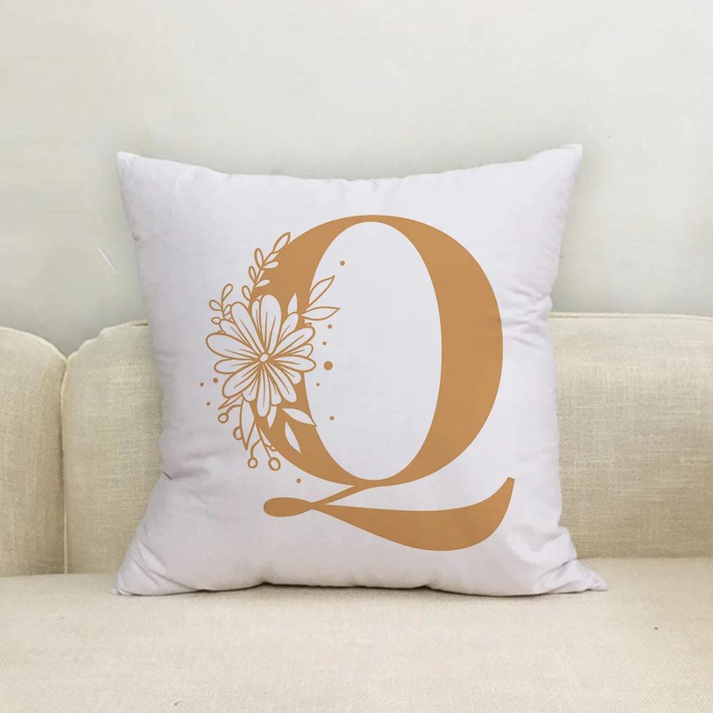 Heimdekoration Pflanze Alphabet A B C Muster Sofa Rückenkissenbezug Mode Frauen Kissen