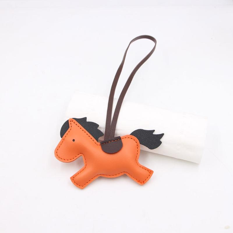 Pu Leather Horse Keychain With Strings Rope Fashion Bag Hanging Accessories Backpack Pendant Year Of The Horse Gift