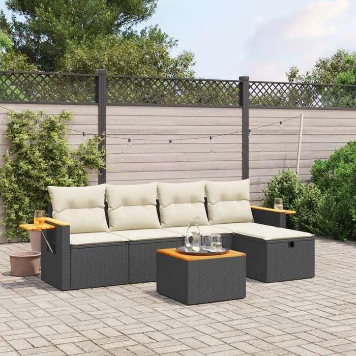 VidaXL Garden Lounge Set with Cushions 6 Pcs, Patio Sofas, Patio Furniture Set, Outdoor Furniture, Black 3265508
