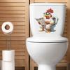 Cartoon Funny Reading Rooster Toilet Seat Sticker Bathroom Decor Humorous Removable Waterproof Decal