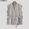 INCERUN Men Sleeveless Belt Waist Casual Loose Waistcoat Vest Suit Blazer