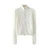 Women's High-Neck Zipper Cardigan: Warm Cashmere Wool Knitwear, Thick Cable Knit Sweater Coat for Autumn & Winter.