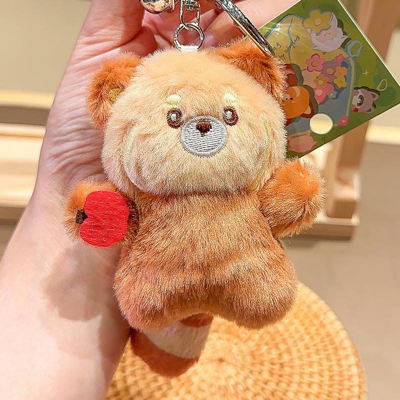 Jinnew Adorable Lamb Cat Take Seashell Otter Little Bear Plush Animal Keychain