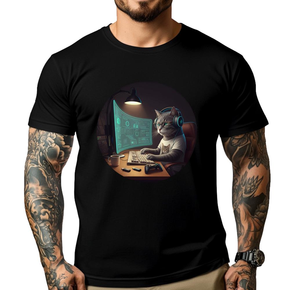 

Cat Computer Science Nerd Tech Coding Gaming Programmer Luxury T Shirt Cotton Comfort Luxury Brand Clothes - Men s Summer Cot... S разноцветный