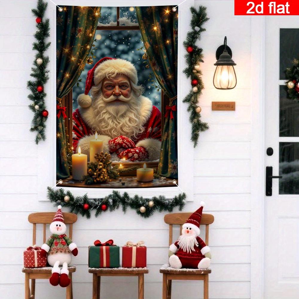 Christmas Window Hanging Banner Decoration Santa  Xmas Tree Holiday Party Supplies