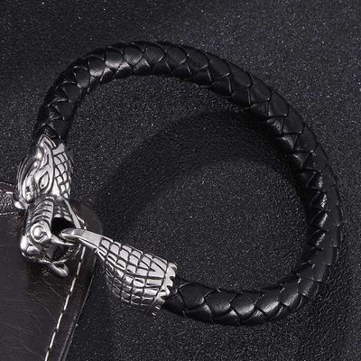 New Arrival Men Leather Bracelets Man Jewelry Dragon Head Charms Fashion Bracelets Bangles Wristband