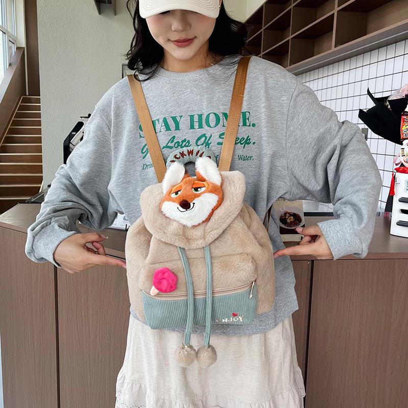 Schoolbag1011 New Plush Rabbit Backpack Crazy Animal Fox Cute Rabbit Leisure Trip Student Commuter Bag