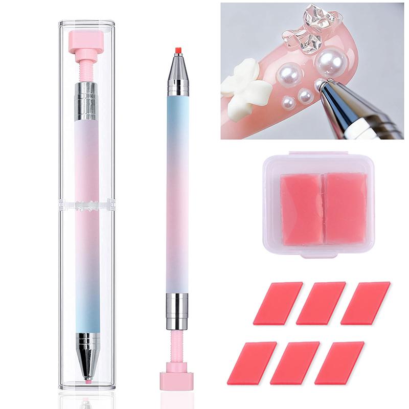 

Macaron Gradient Diamond Painting Pen With Wax Refillable Wax Pen Rotating Glue Point Drill Pen For Nail Art Rhinestones Tools A2