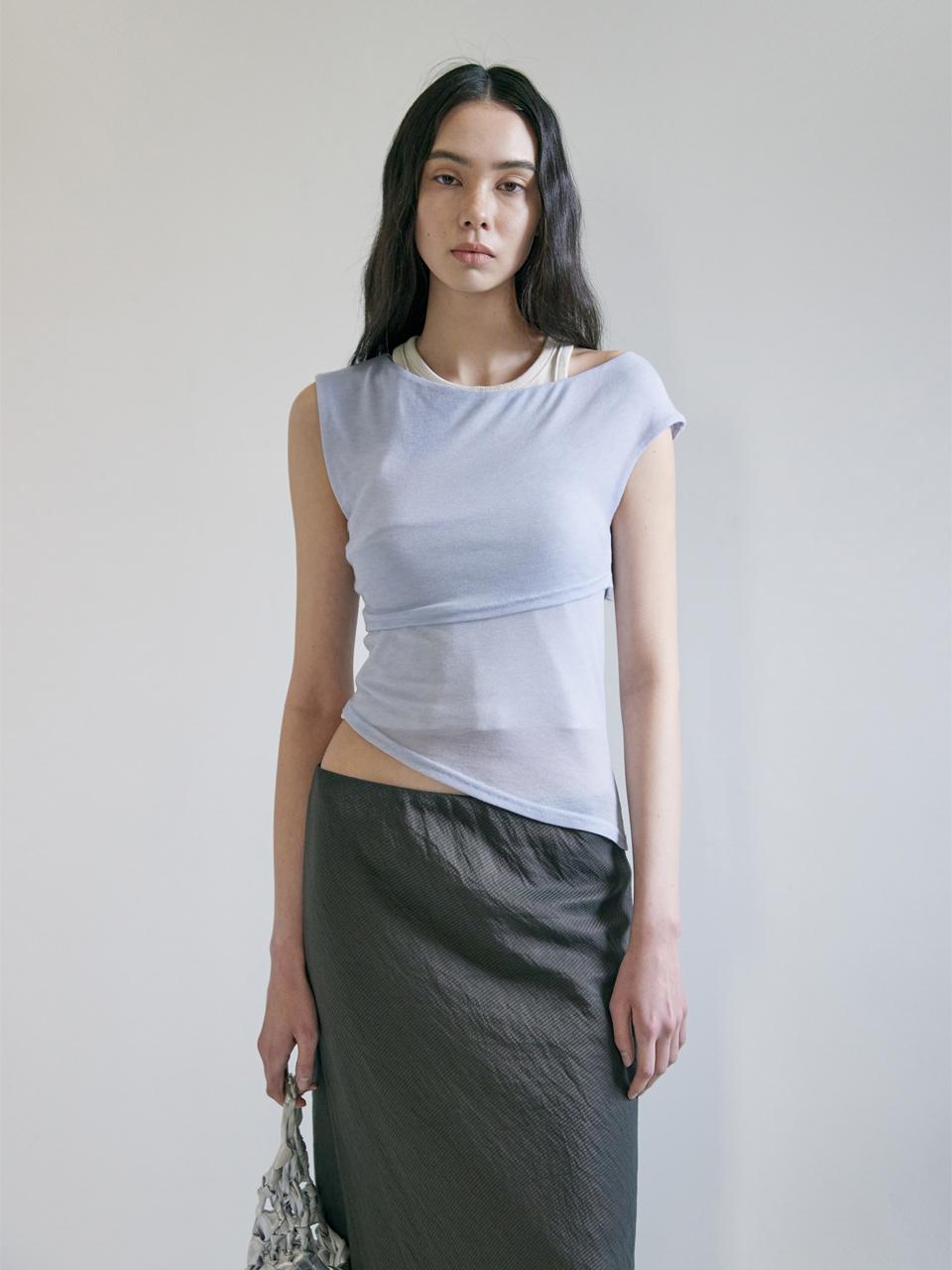 Madin Asymmetrical Tencel Top Sky Blue Sky Blue/Free