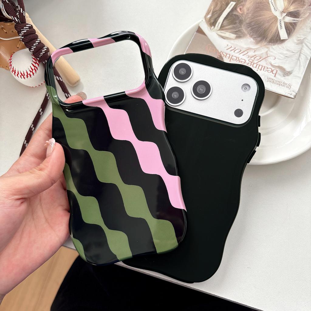 Wave Stripes Detachable 2 In 1 TPU+PC Hard Phone Case for iPhone 14 15 16 17 Pro Max Wave Edges Splicing Color Shockproof Cover