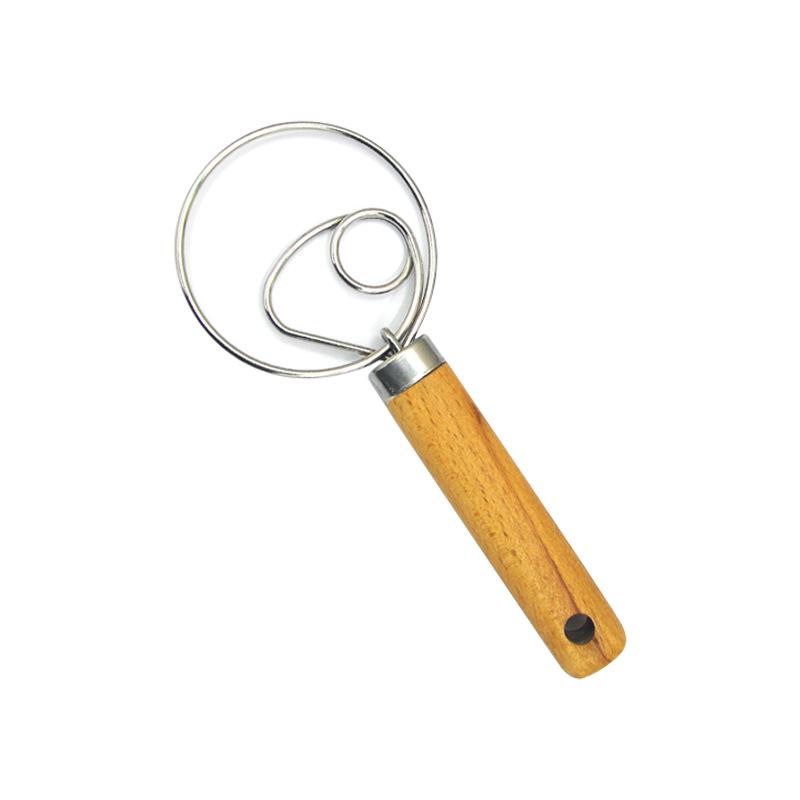 Stainless Steel & Wood Dough Whisk Mixer for Kneading