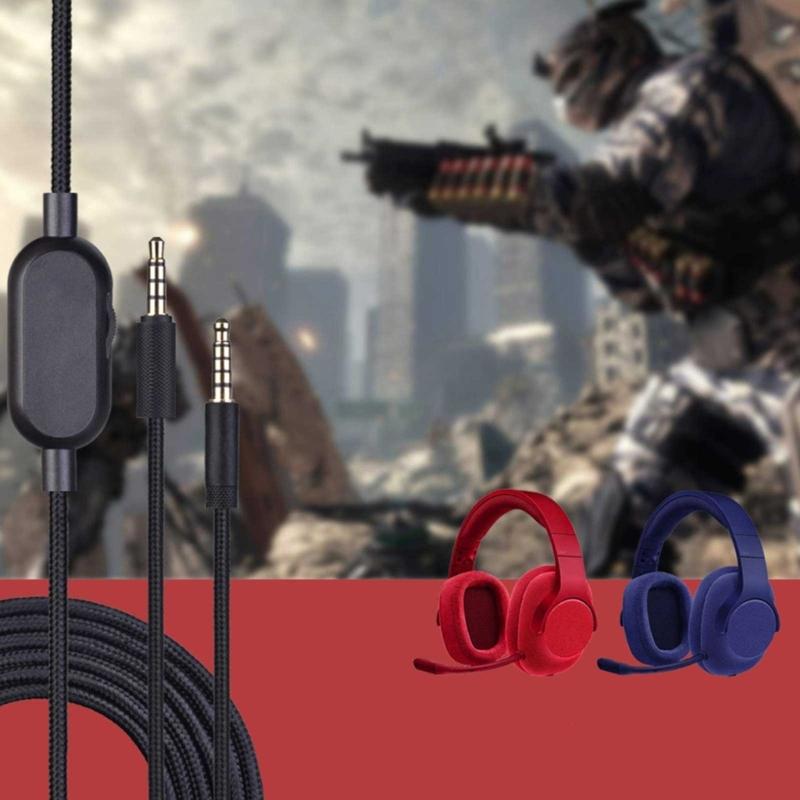 Gaming 3.5mm Headphone Cable with in line Volume Control and Microphone Function Compatible for G433/G233 Headphones