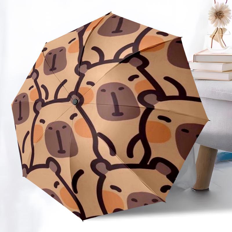 Kawaii Capybara Umbrella Automatic Open/close, Sturdy Iron Frame & 8-Rib Structure, Umbrella for Women & Men, Christmas Gifts