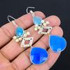Freundschaftstag Angebot Natürlicher Blauer Chalcedon Sterlingsilber Hängeohrringe Boho