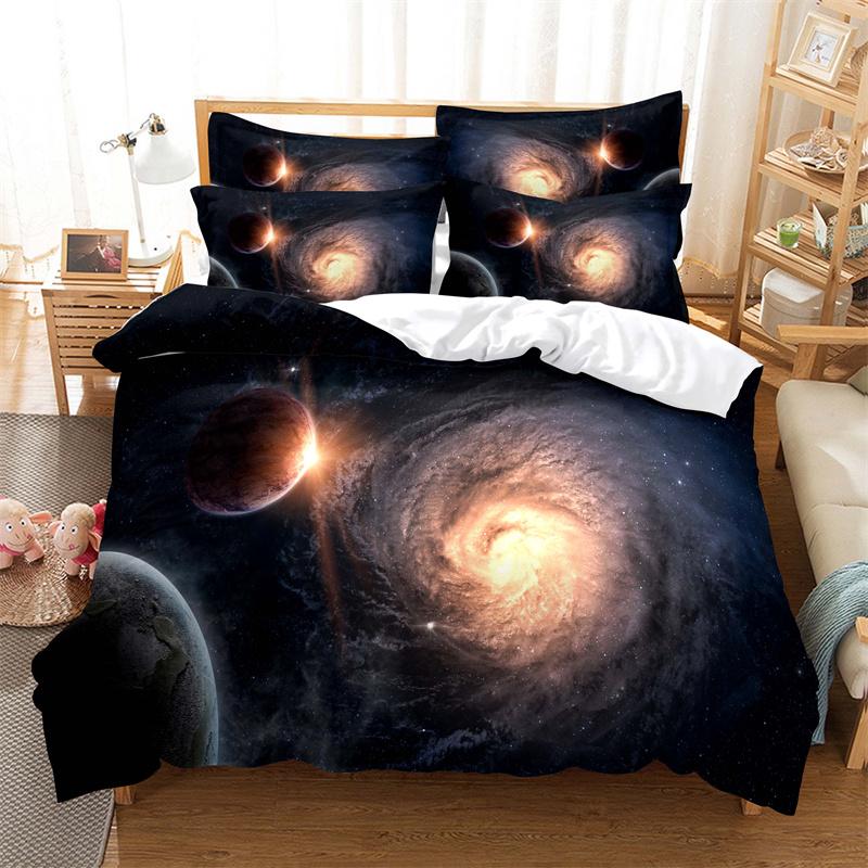 Sternenhimmel Schlafbettwäsche Kollektion Planeten Bettbezug 3D Bettwäsche Mode Design Dekoration King Size Bettbezug Kollektion Doppelbett