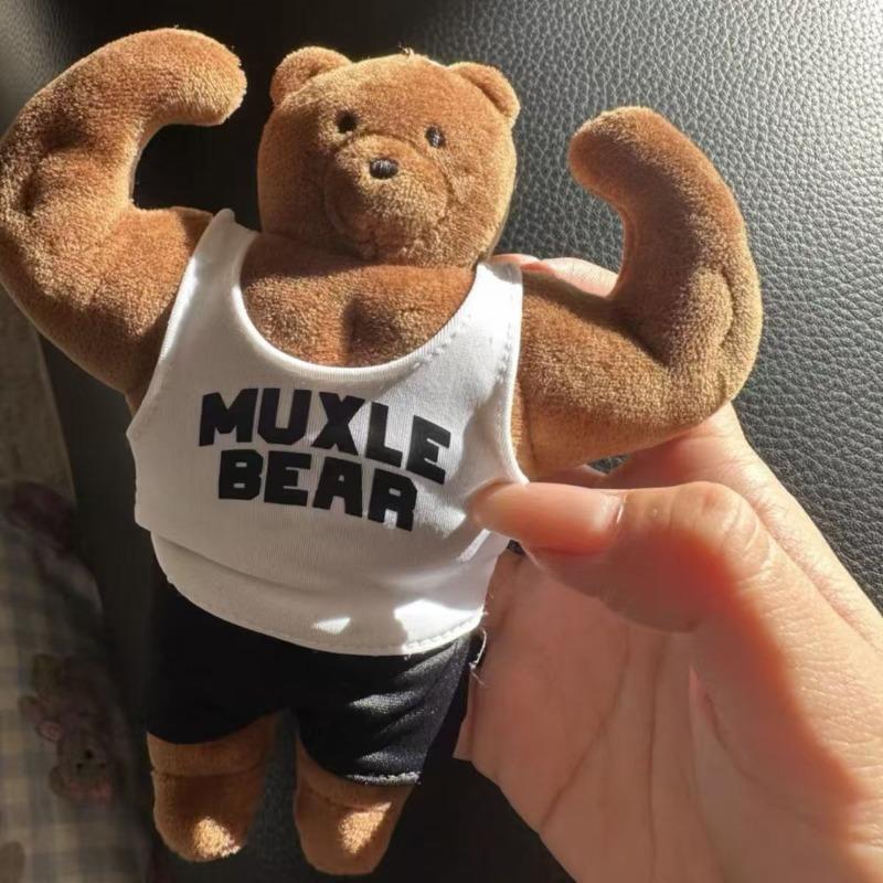 Korean niche ins wind Ma Dong bear muscle bear fitness bag doll pendant abdominal bear bag keychain pendant