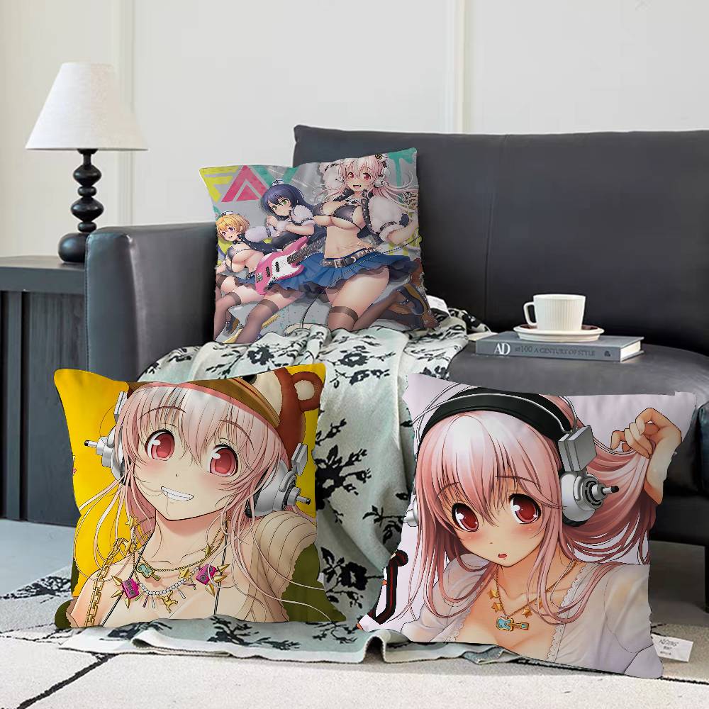 Anime Super Sonico Pillow Case Removable Washable Cushion Cover – All-Season Soft Linen