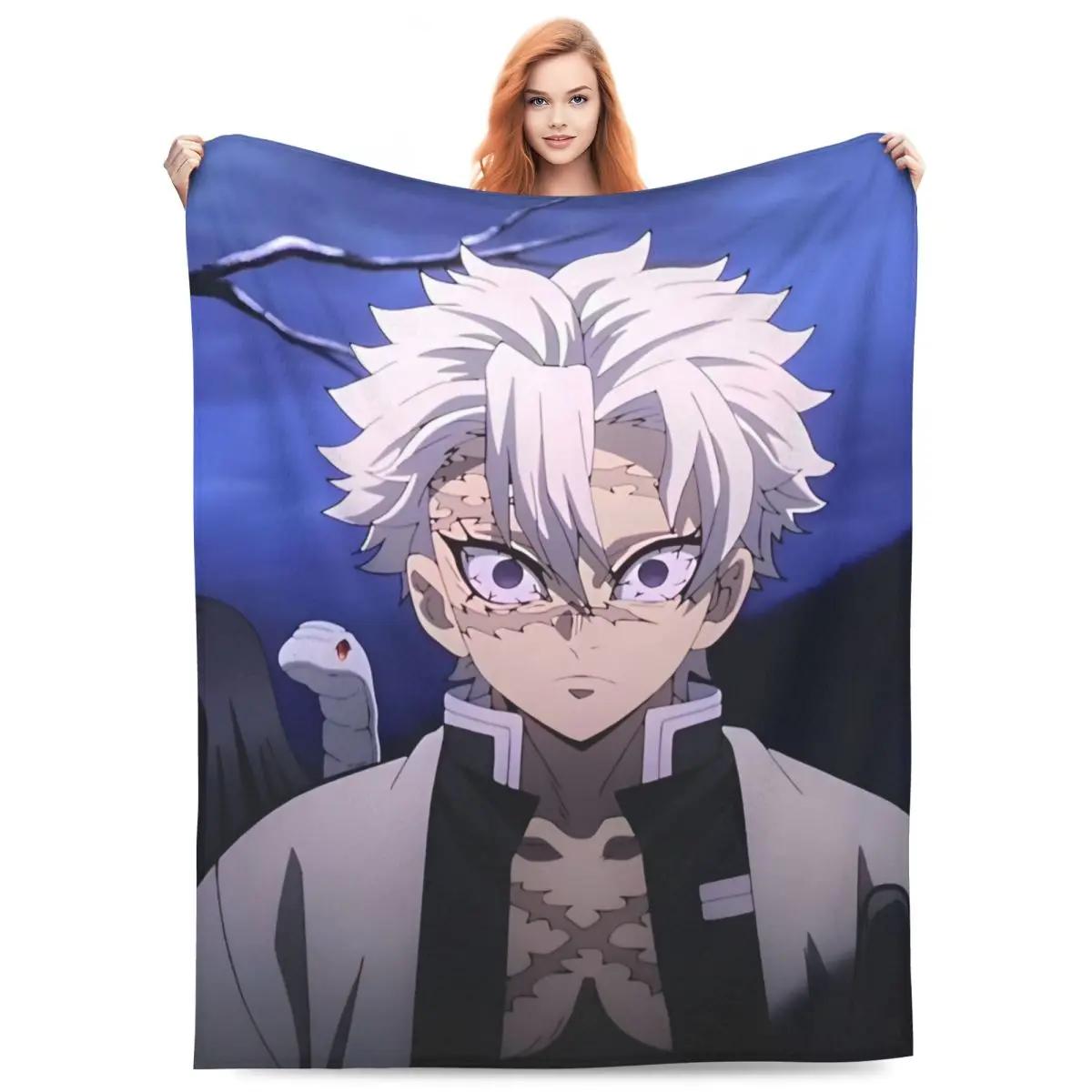 Wind Hashira Shinazugawa Flanelldecke Anime Demon Slayer Neuheit Überwurfdecken für Sofa Bettwäsche Lounge Plüsch Dünne Steppdecke 75x90cm