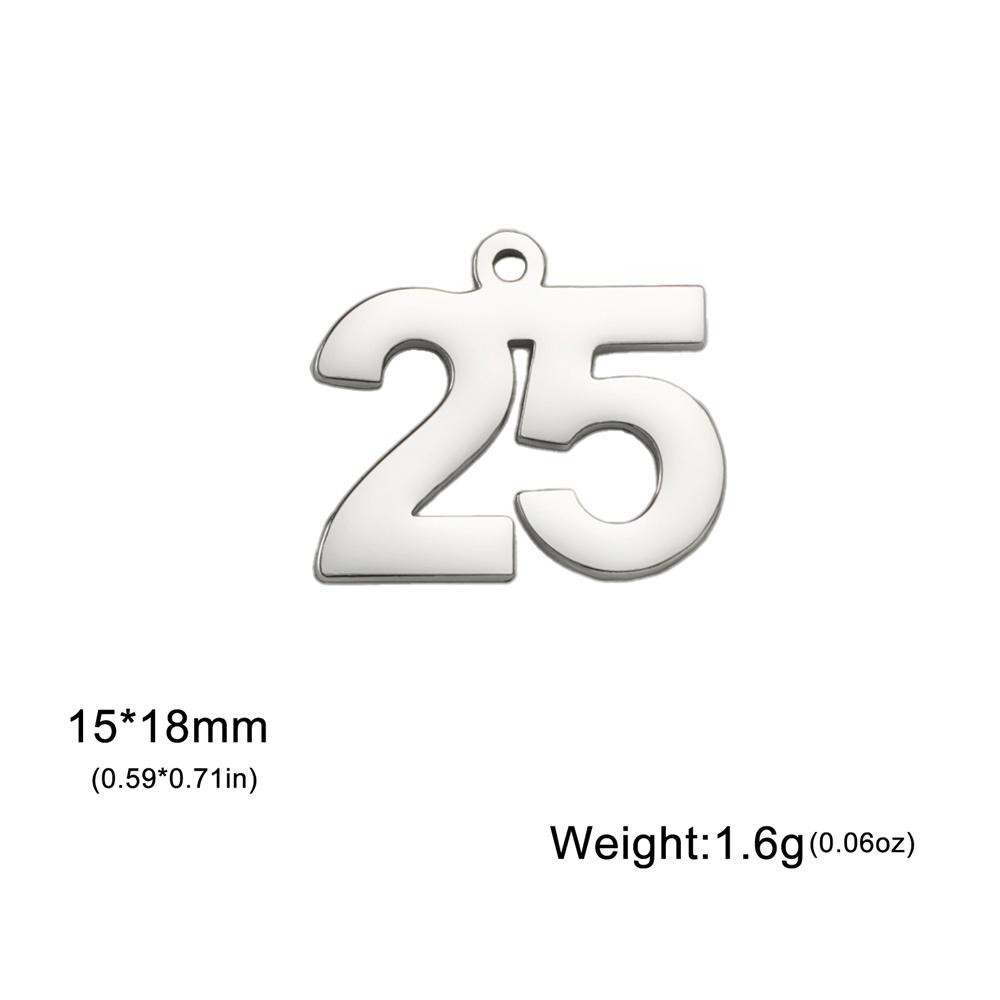 My Shape 1-25 Numbers Charms Stainless Steel Lucky Number Pendant for Necklace Bracelet Jewelry DIY Accessories Wholesale 10pcs