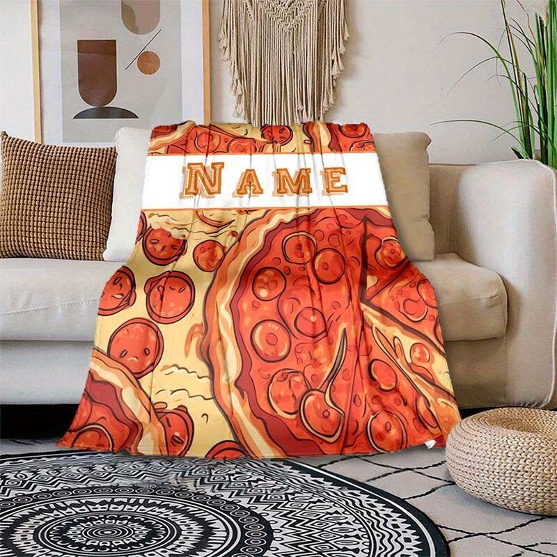 Pizza Customize Your Name Blanket Warm Comfortable And Soft Blankets Are Suitable For Home Lunch Break Blanket Office Sofa Sofa Gift To Relatives And
