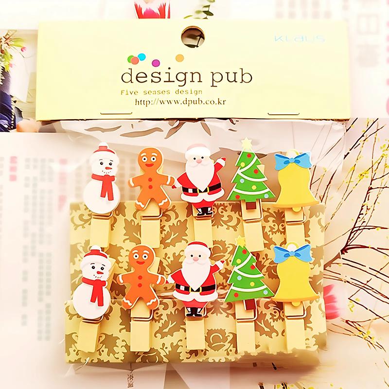 Cartoon Photo Display Decorated Odorless Christmas DIY Festive Atmosphere Gift Embellishment Wooden Clip Creative