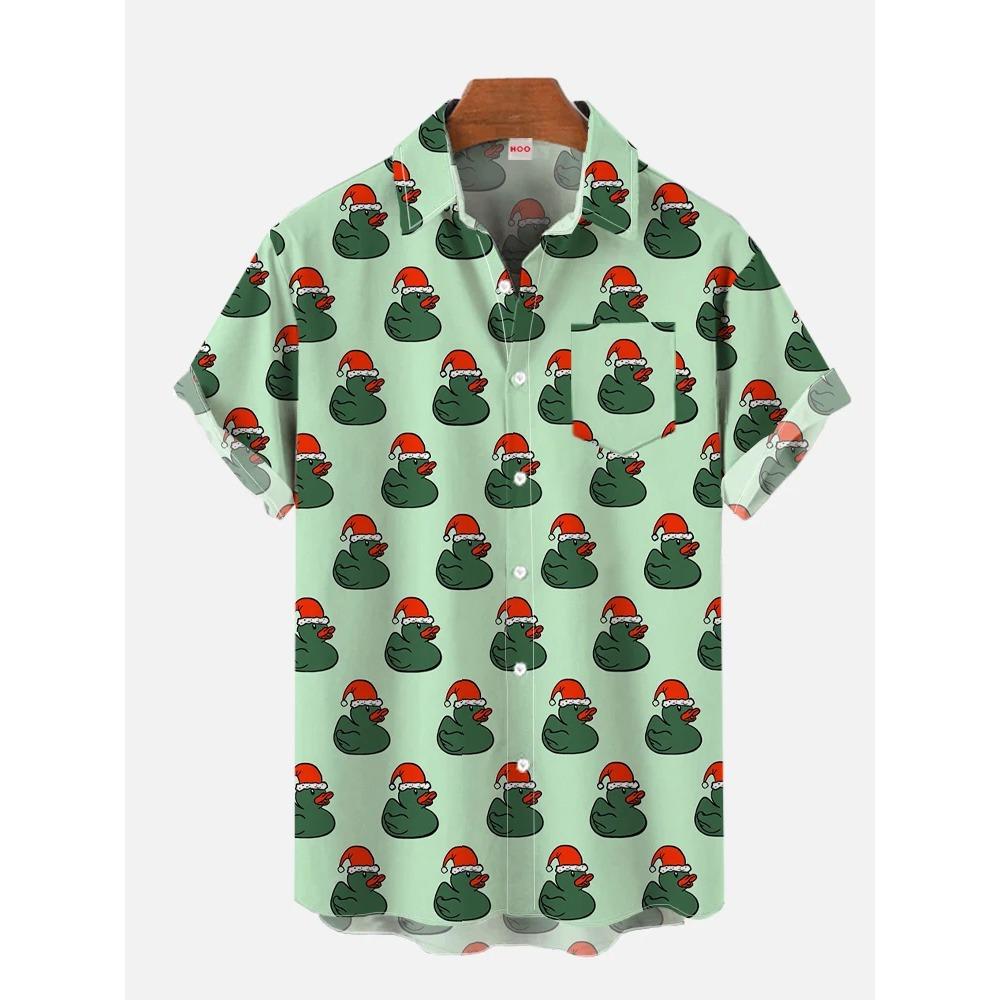 2026 Men's Summer New 3D Printed Reachy Duck Pattern Hawaiian Shirt Casual Printed Floral Short Sleeve Hawaiian Tropical Tops