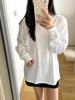2025 Korean Style Loose Long Sleeve Women's White T-shirt: Versatile Autumn/Winter Base Layer