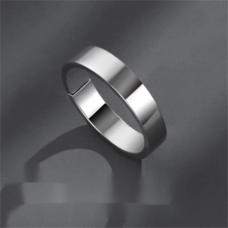 Men s Trendy 925 Sterling Silver Adjustable Polished Band Ring - Simple, Open, Cold Style Adjustable