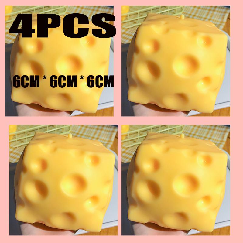 1-5PCS Jumbo Cheese Cube Stress Ball Shapeable Squeeze Decor Non-Bounce ASMR Sensory Anti-Stress Relief Gadget Gifts 6/7/10/12CM