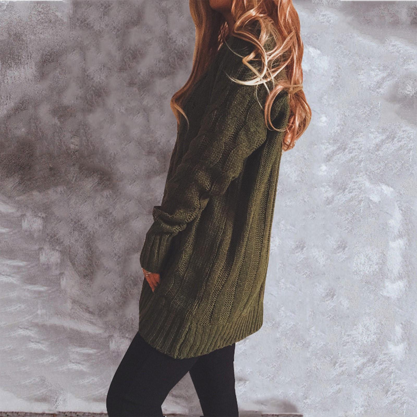 Женский однобортный вязаный кардиган с большим карманом — фото 5