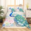 Feelyou Peacock Duvet Cover Twin Size Kids Peacock Feathers Design Floral Comforter Cover Set for Boys Girls Teens Animal Theme Bedding Set