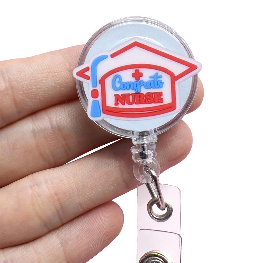 Catramă retractabilă medicală de desene animate Doctor Asistentă Licență de muncă Snur creativ ușor de trage Cataramă Certificat Nume de marcă