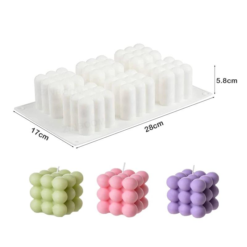 6/15 Cavities Mini 3D Cube Baking Mousse Cake Mold Dessert Molds DIY Candle Plaster Silicone Mould Handmade Soap Making Supplies