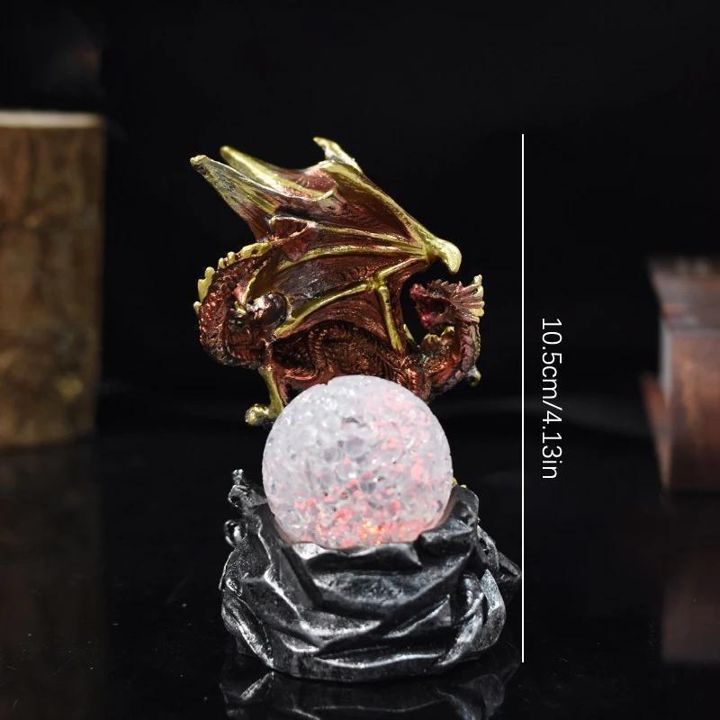 1 Pc Color Change Lava Resin Base Dragon Statues Luminescent Dinosaur Holy Dragon Battle Dragon Home Desktop Sculpture Kids Gifts